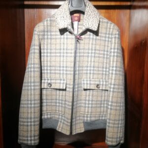 Veste en Laine à Carreaux avec Col Sherpa