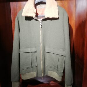Blouson Vert avec Col en Mouto