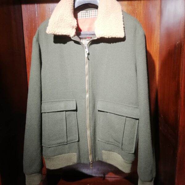 Blouson Vert avec Col en Mouto