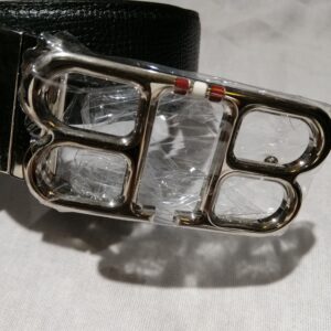 Ceinture en Cuir Noir avec Boucle « BB » en Métal