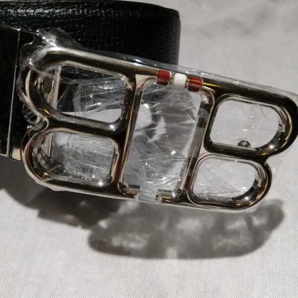 Ceinture en Cuir Noir avec Boucle "BB" en Métal