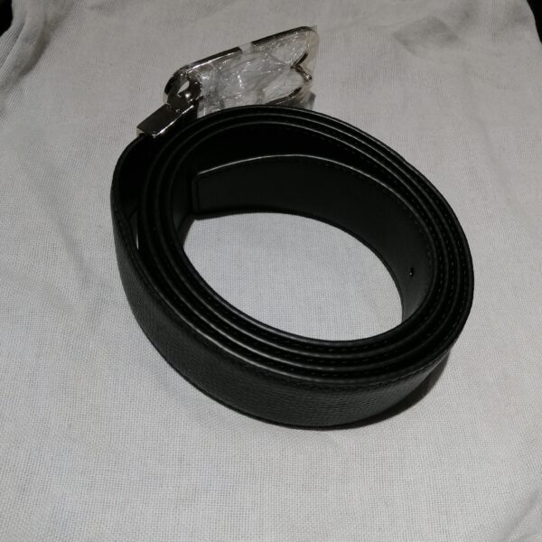 Ceinture en Cuir Noir avec Boucle "BB" en Métal – Image 2