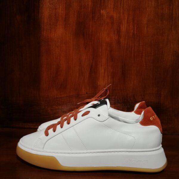 Baskets Blanches en Cuir avec Détails Camel pour Homme