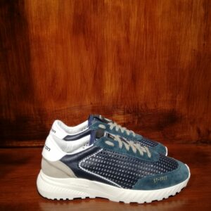 Baskets en Cuir Bleu et Suède – Modèle ST-71TT