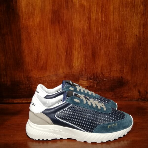 Baskets en Cuir Bleu et Suède – Modèle ST-71TT