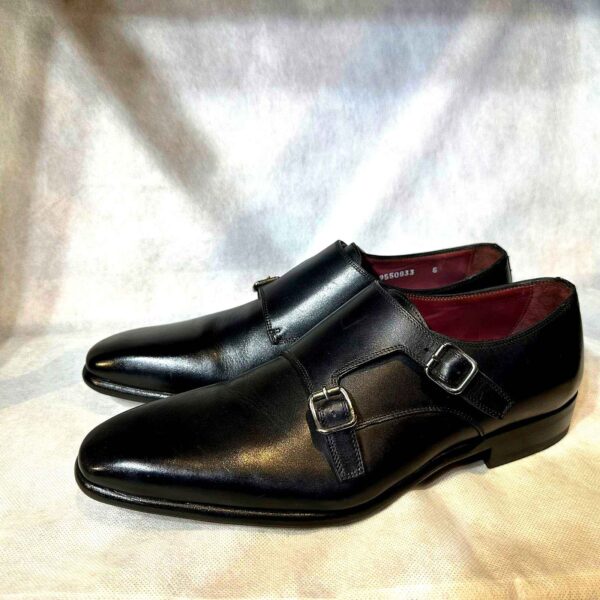 Chaussures Noires en Cuir avec Double Boucle