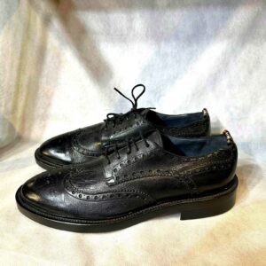 Richelieu Noir en Cuir à Brogues